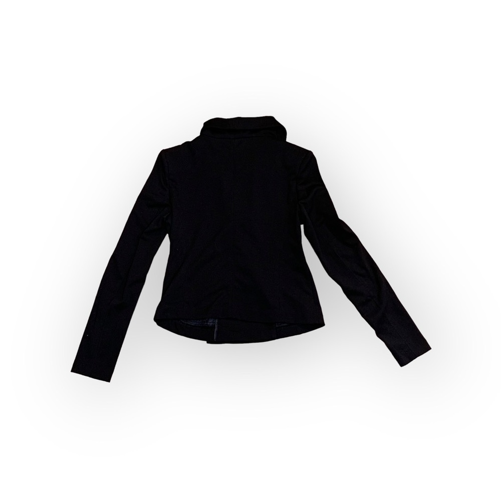 Bagatelle Black Knit Fitted Cropped Moto Jacket Size XS Funnel Neck - Picture 2 of 6